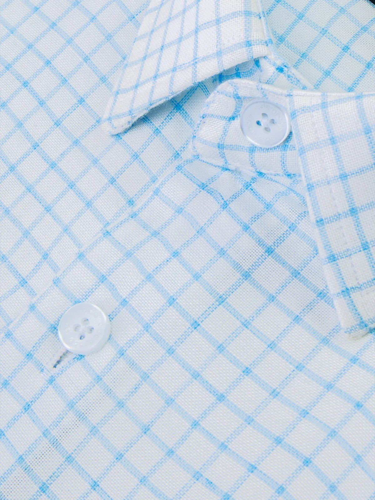 Men's White & Blue Checkered Shirt - EMTSB21-033 - Image 3