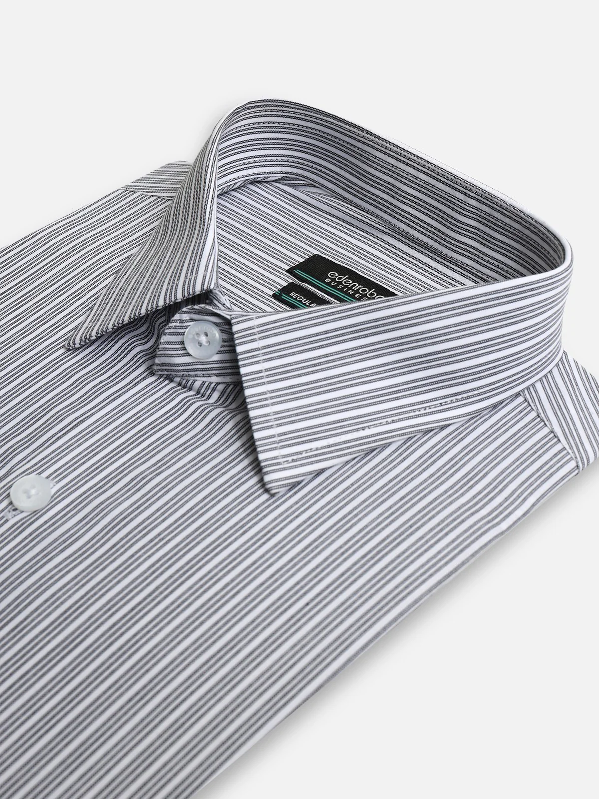 Men's Light Grey Striped Shirt - EMTSB21-066 - Image 2