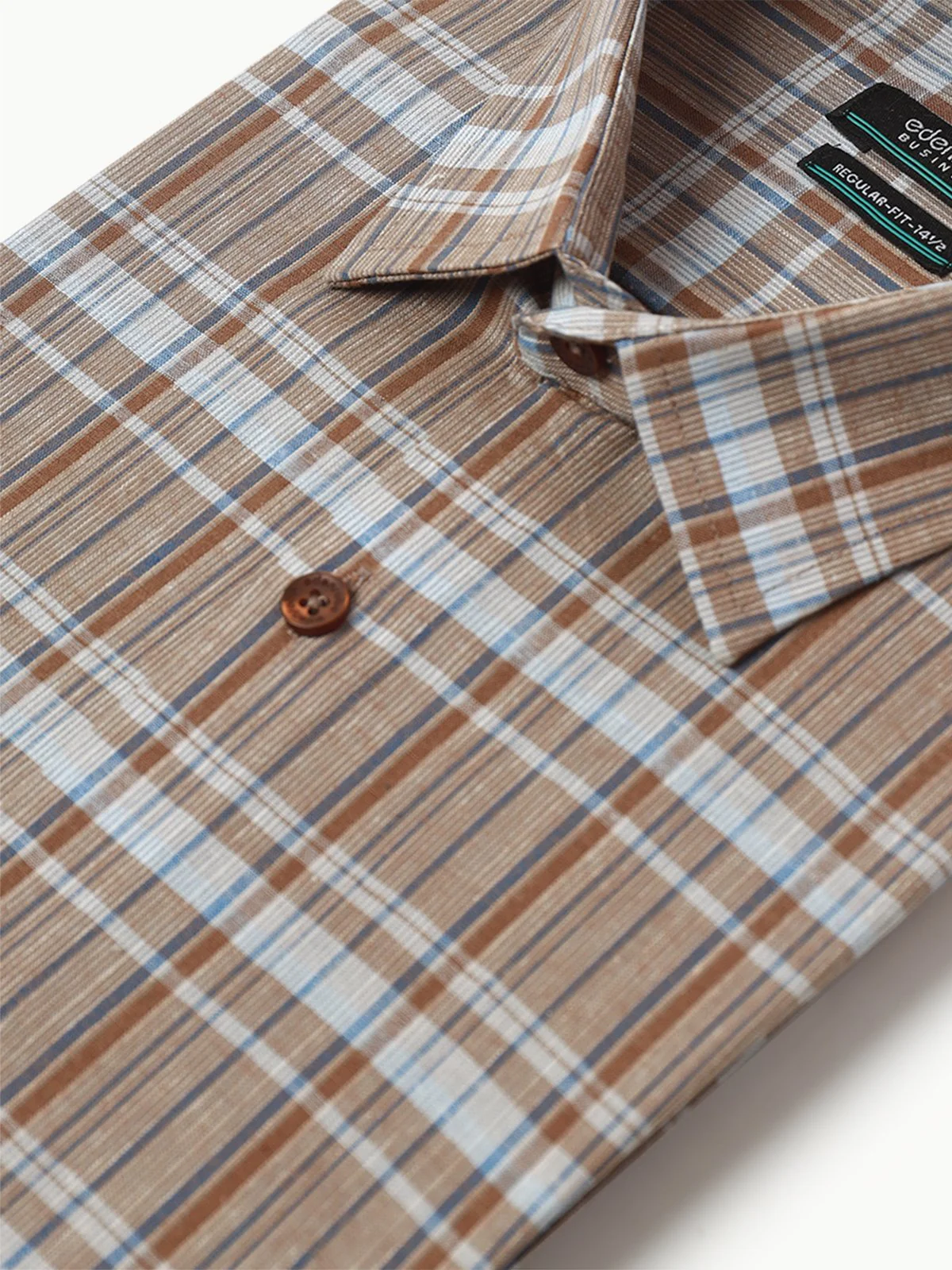 Men's Brown Checkered Shirt - EMTSB22-070 - Image 2