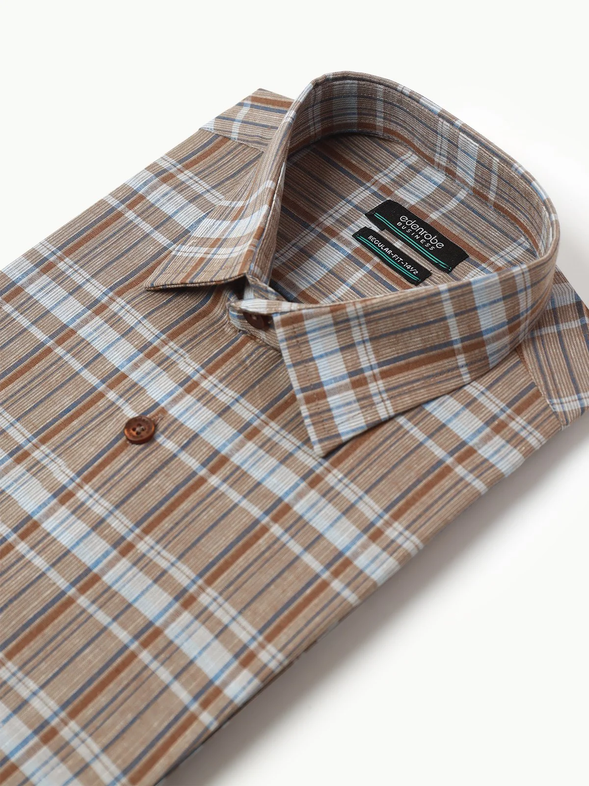 Men's Brown Checkered Shirt - EMTSB22-070 - Image 3