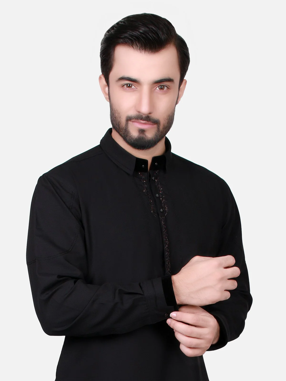 Men's Black Shalwar Kameez Ceremonial - EMTSC17-002 - Image 2