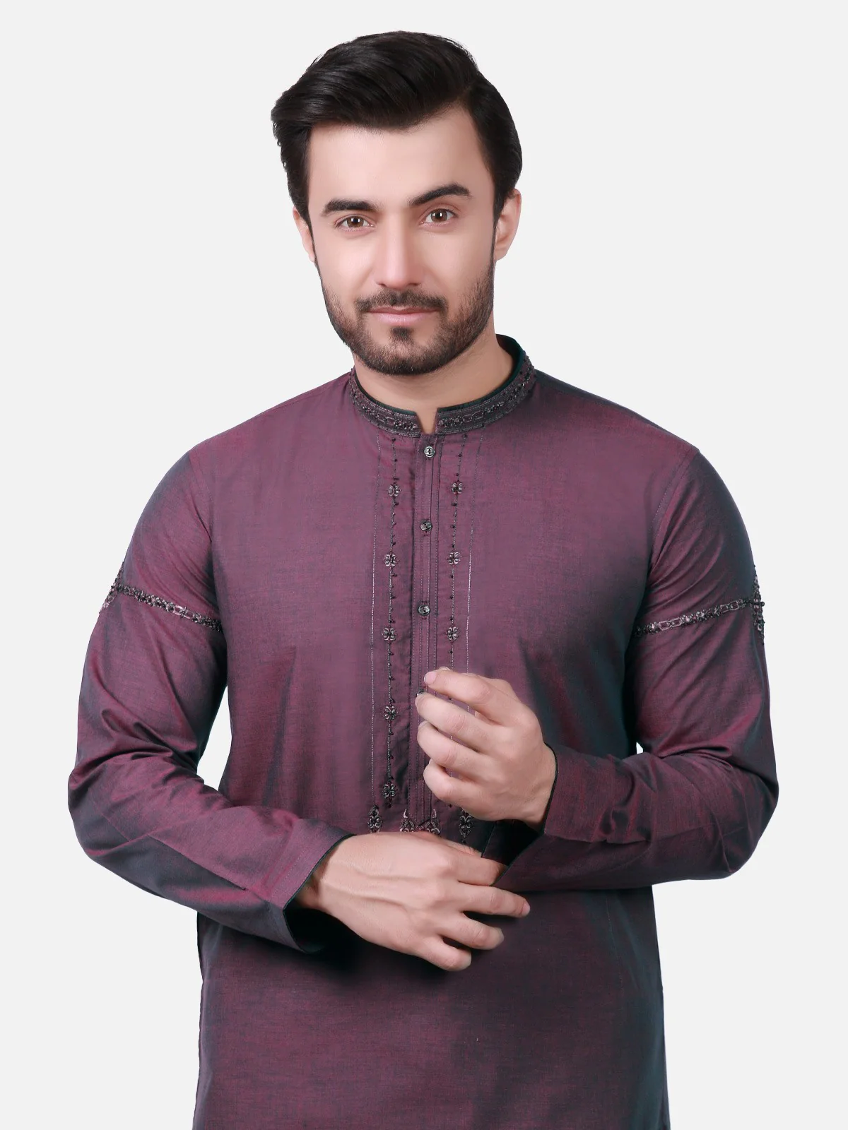 Men's Magenta Shalwar Kameez Ceremonial - EMTSC18-026 - Image 2