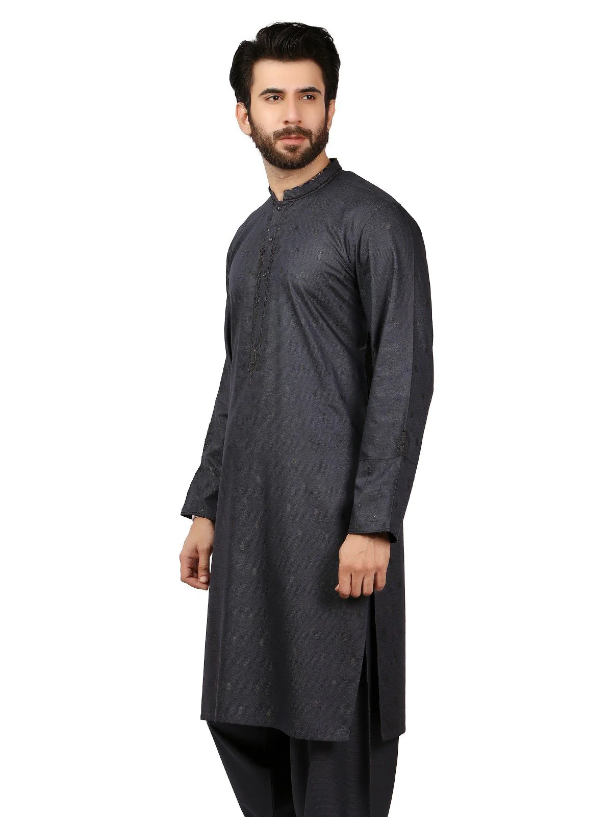 Men's Blue Nights Shalwar Kameez Ceremonial - EMTSC19-034 - Image 3