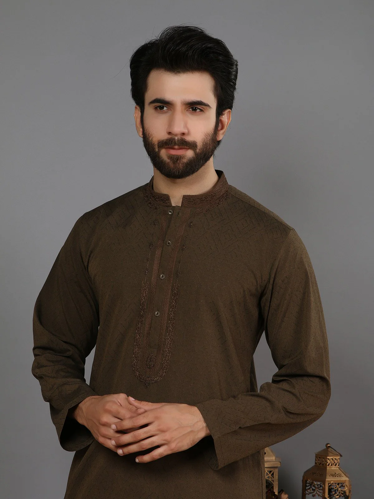 Men's Mehndi Shalwar Kameez Ceremonial - EMTSC19-039 - Image 2