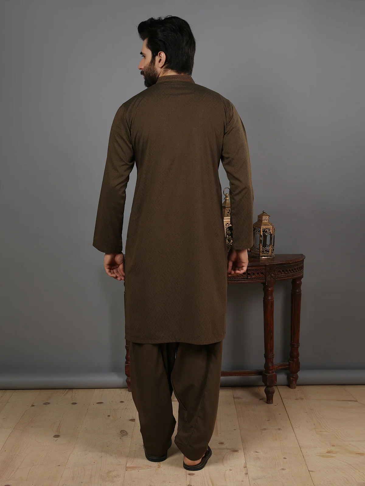 Men's Mehndi Shalwar Kameez Ceremonial - EMTSC19-039 - Image 3