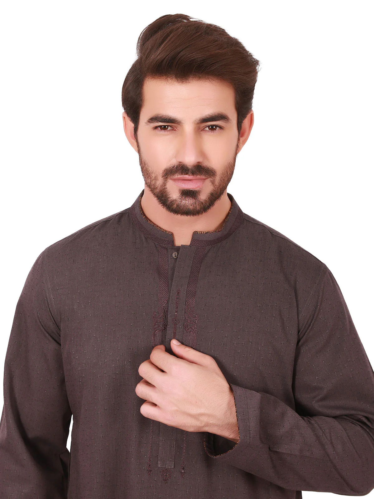 Men's Deep Purple Shalwar Kameez Ceremonial - EMTSC19-041 - Image 2