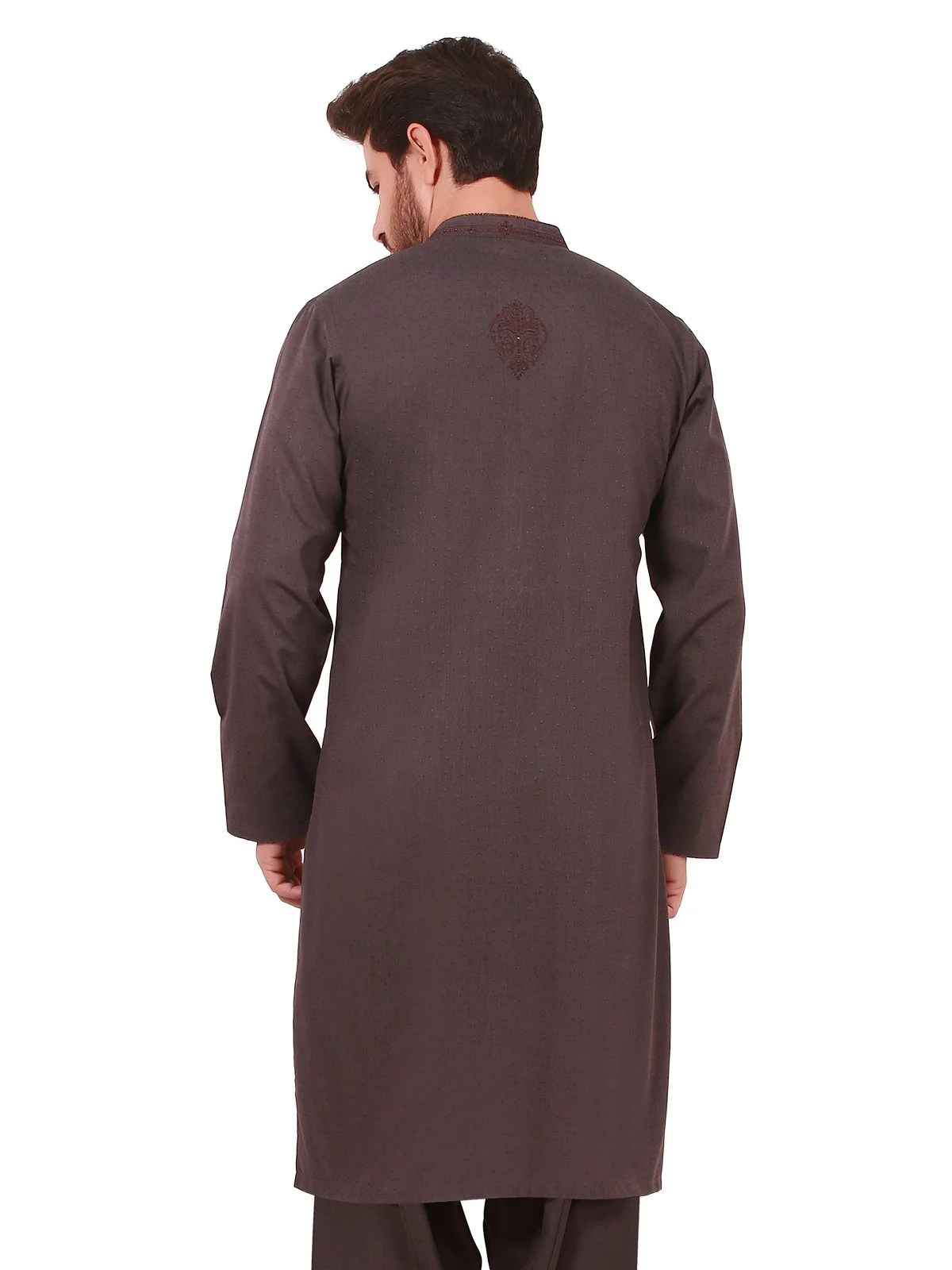 Men's Deep Purple Shalwar Kameez Ceremonial - EMTSC19-041 - Image 3