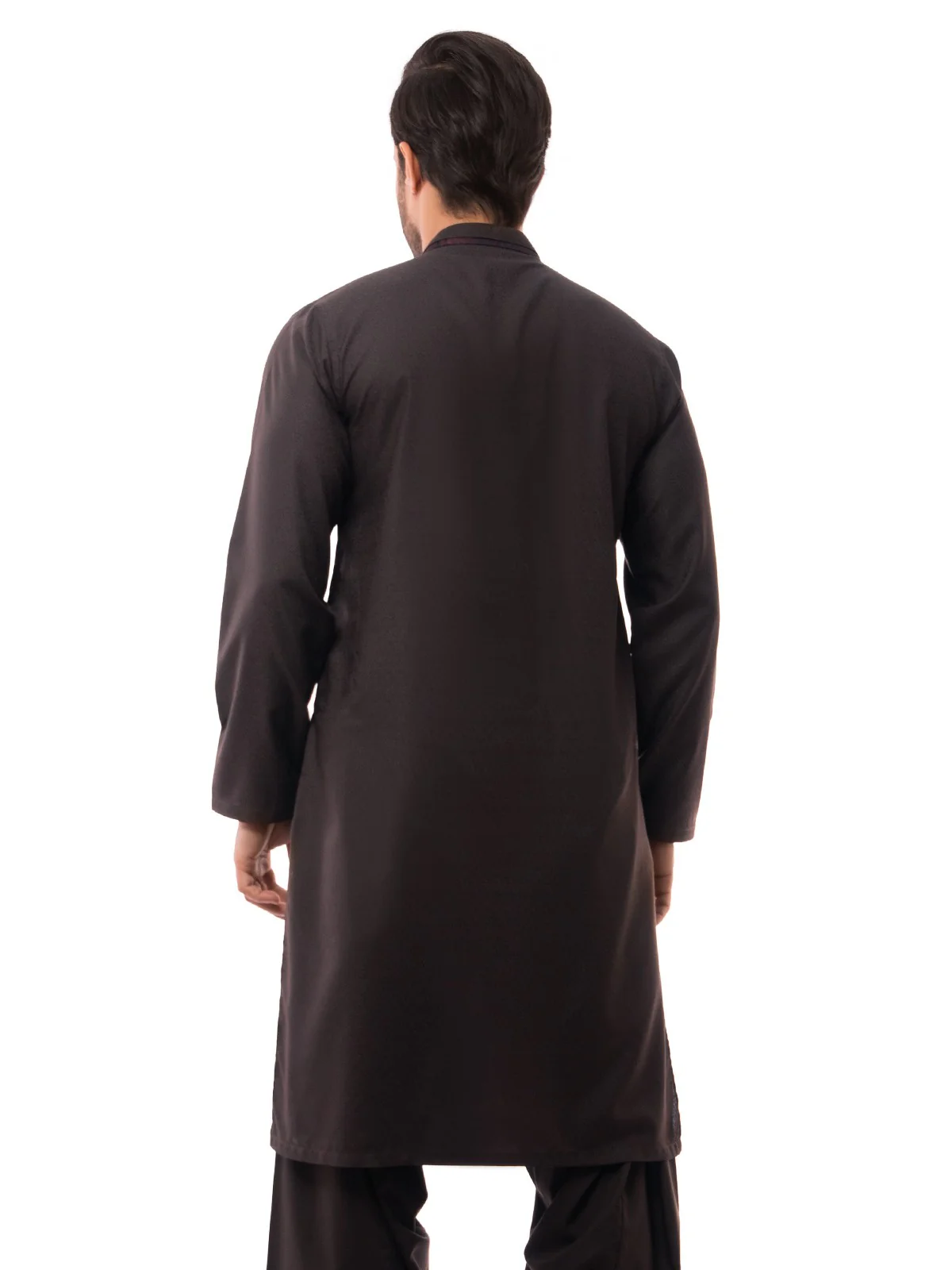 Men's Deep Brown Shalwar Kameez Ceremonial - EMTSC19-043 - Image 3