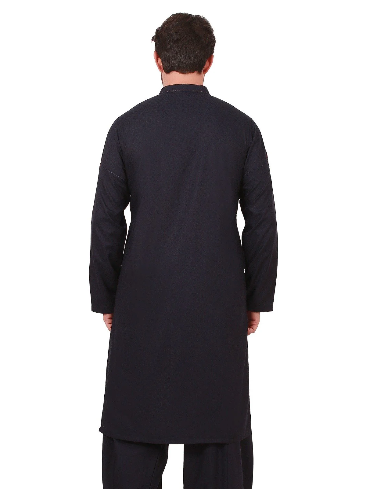 Men's Navy Blue Shalwar Kameez Ceremonial - EMTSC19-047 - Image 3