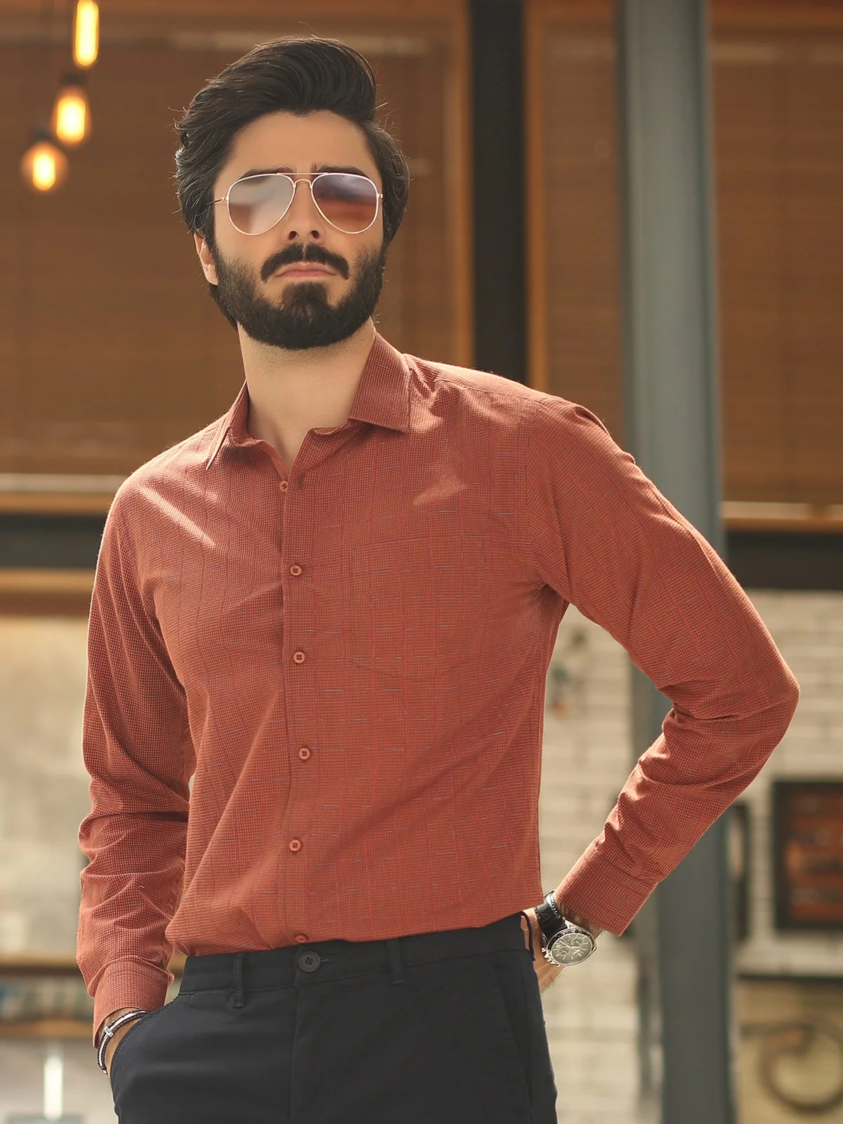 Men's Rust Shirt - EMTSI19-50163 - Image 2