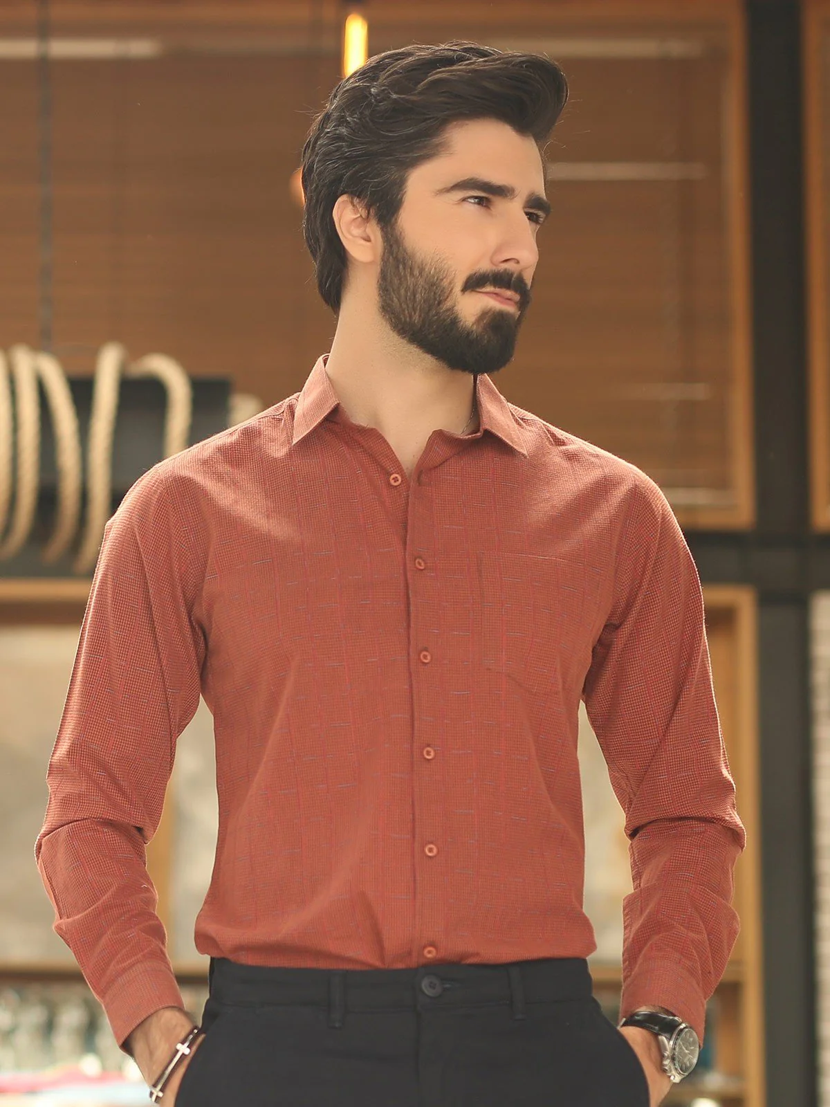 Men's Rust Shirt - EMTSI19-50163 - Image 3