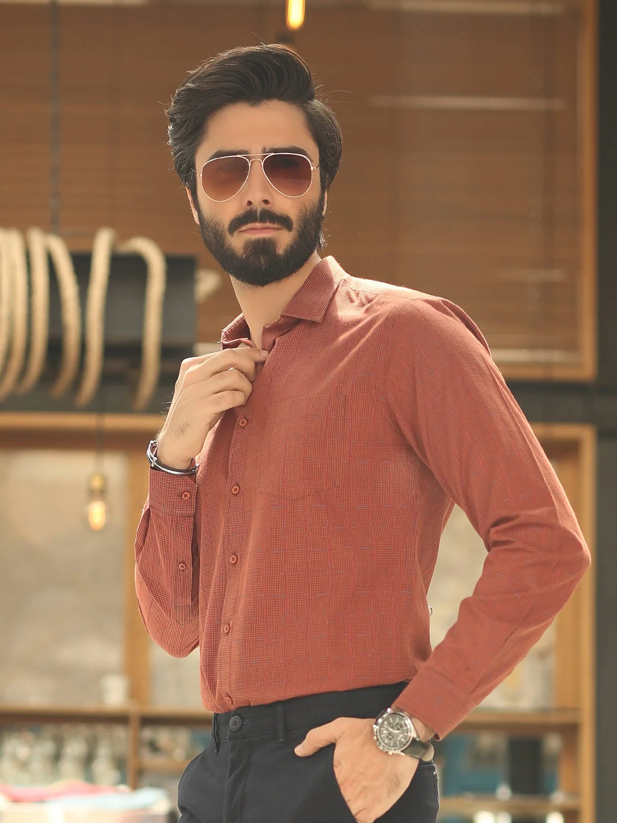 Men's Rust Shirt - EMTSI19-50163 - Image 4