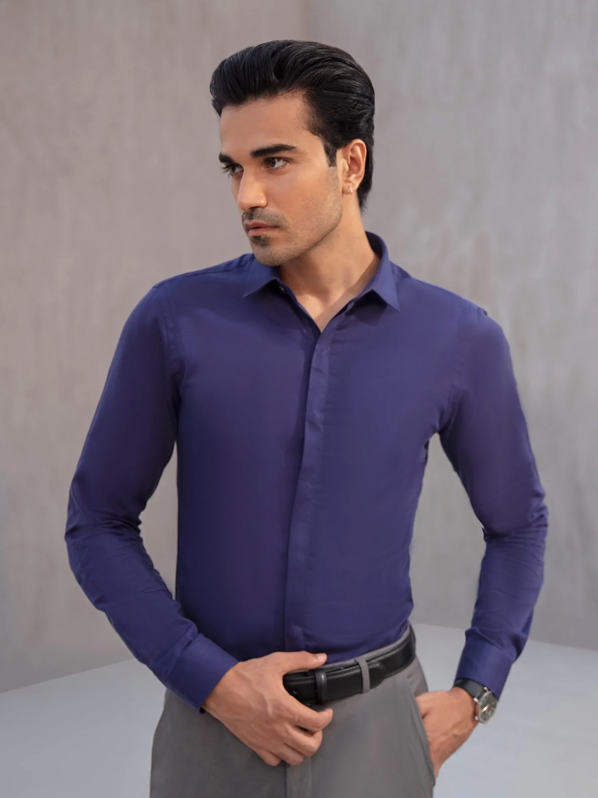 Men's Navy Blue Shirt - EMTSI21-50211 - Image 2