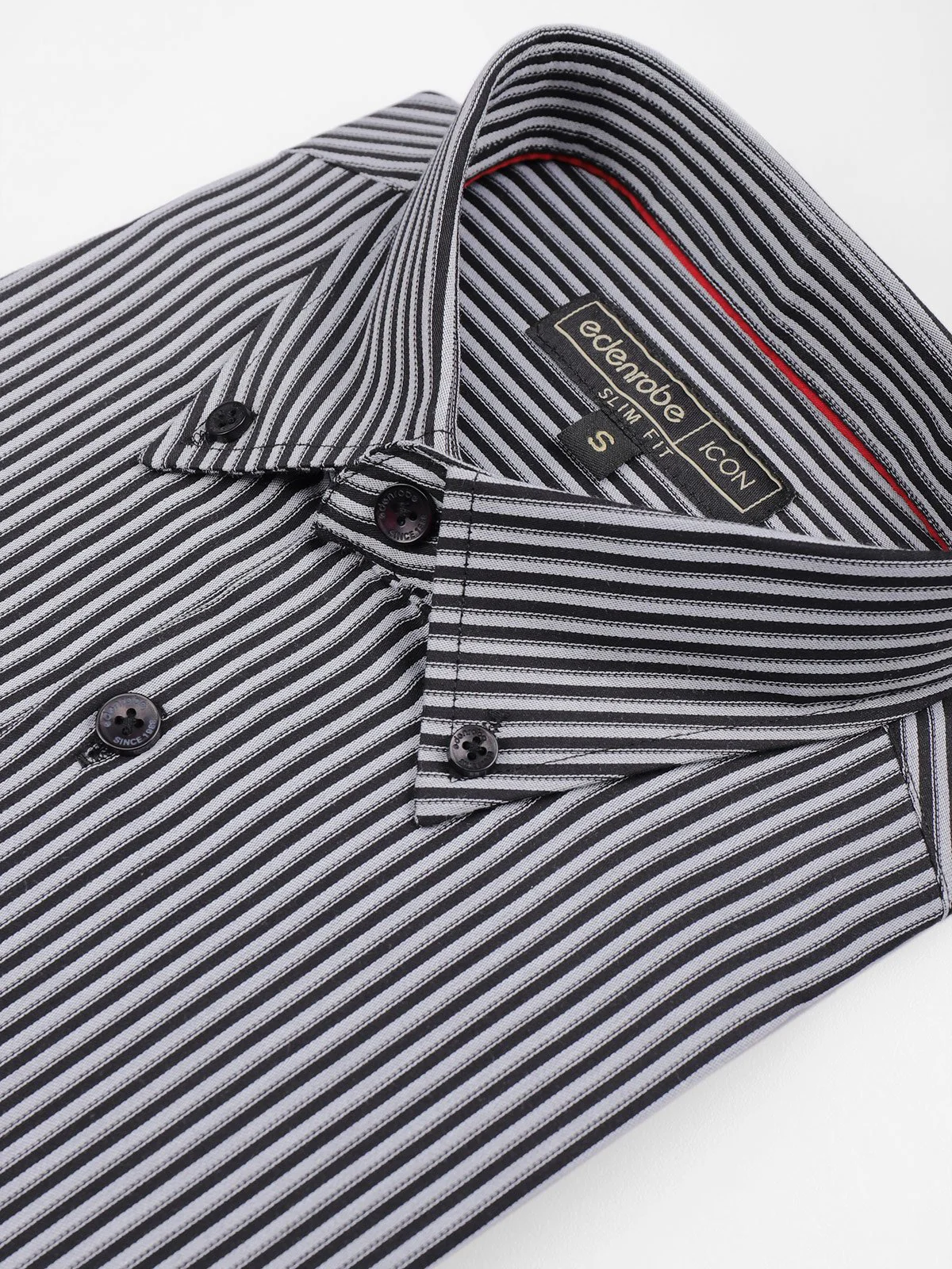 Men's Black & Grey Striped Shirt - EMTSI21-50222 - Image 2