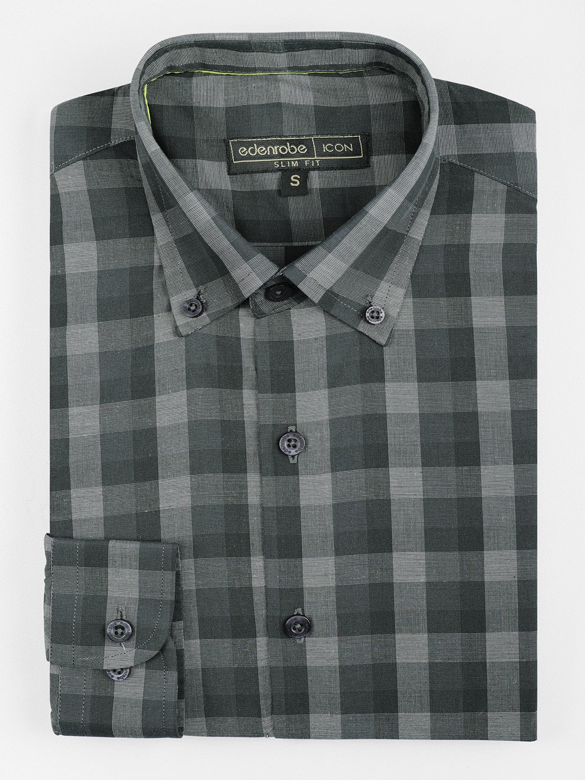 Men's Bottle Green Textured Shirt - EMTSI21-50224 - Image 4