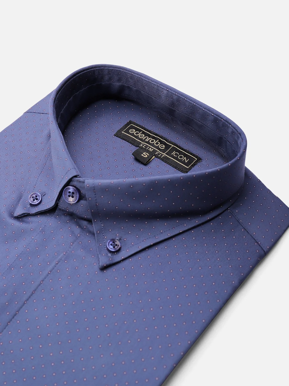 Men's Dark Navy Dotted Shirt - EMTSI21-50234 - Image 2