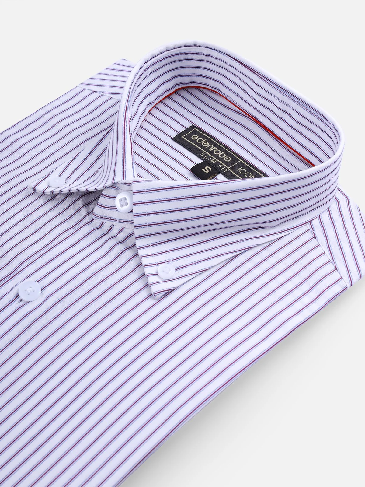 Men's White & Purple Striped Shirt - EMTSI21-50237 - Image 2