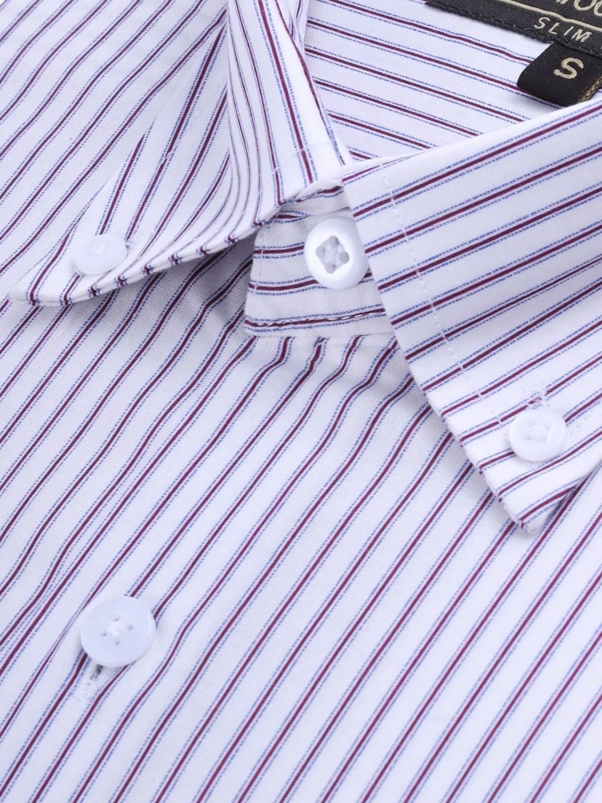 Men's White & Purple Striped Shirt - EMTSI21-50237 - Image 3