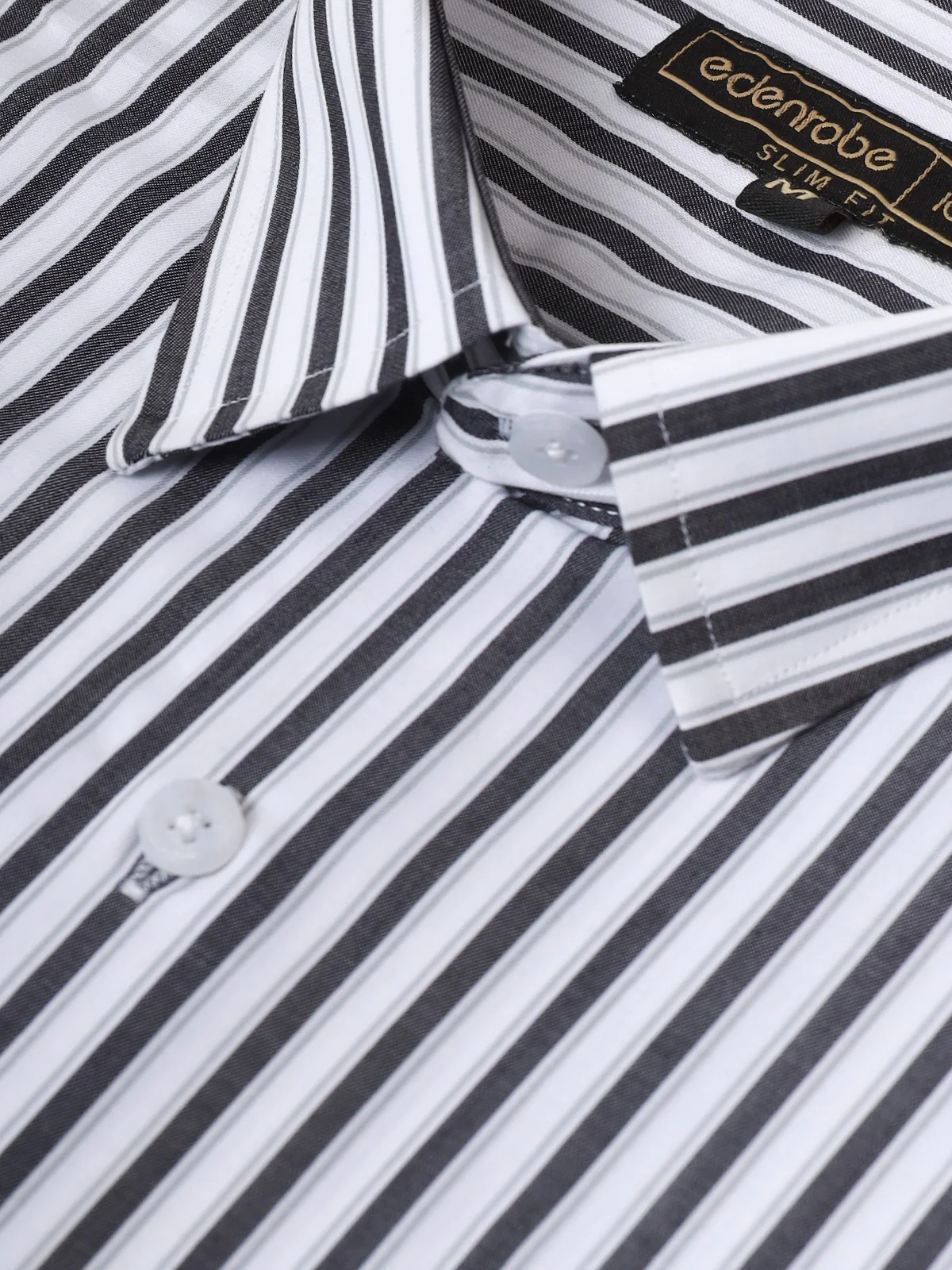 Men's White & Black Striped Shirt - EMTSI22-50239 - Image 3