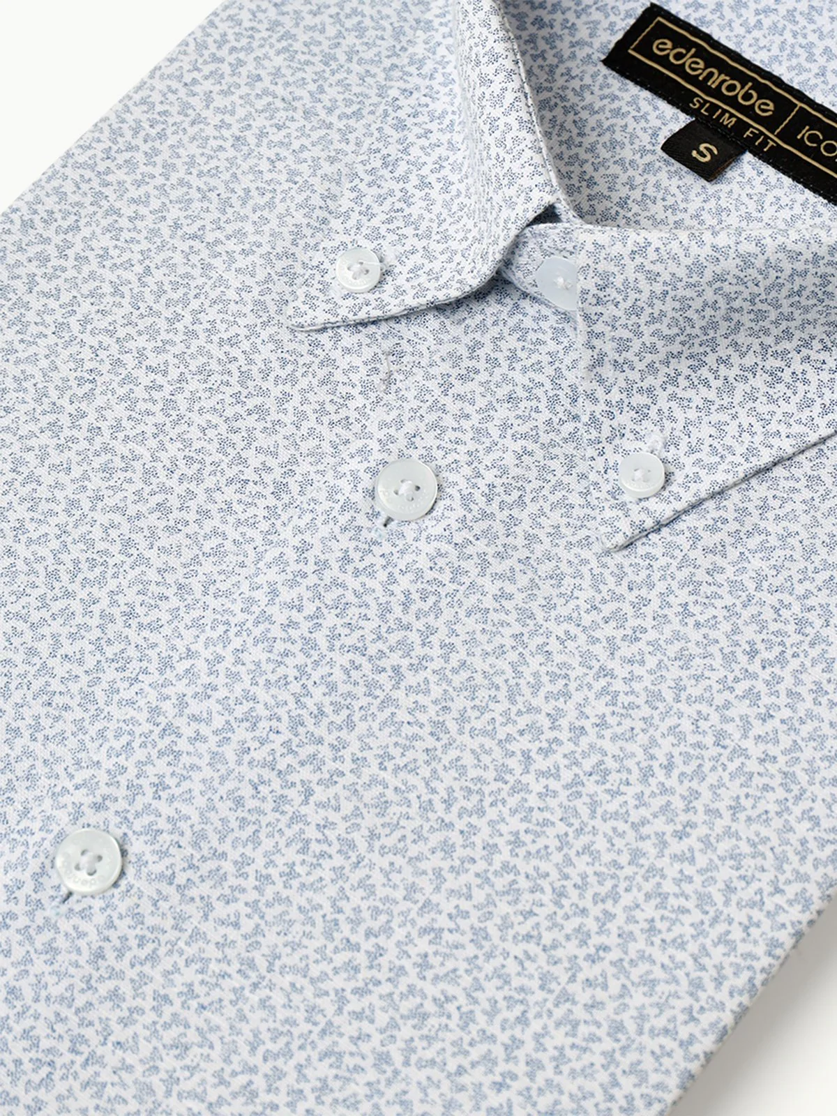 Men's Blue & White Textured Shirt - EMTSI22-50242 - Image 2