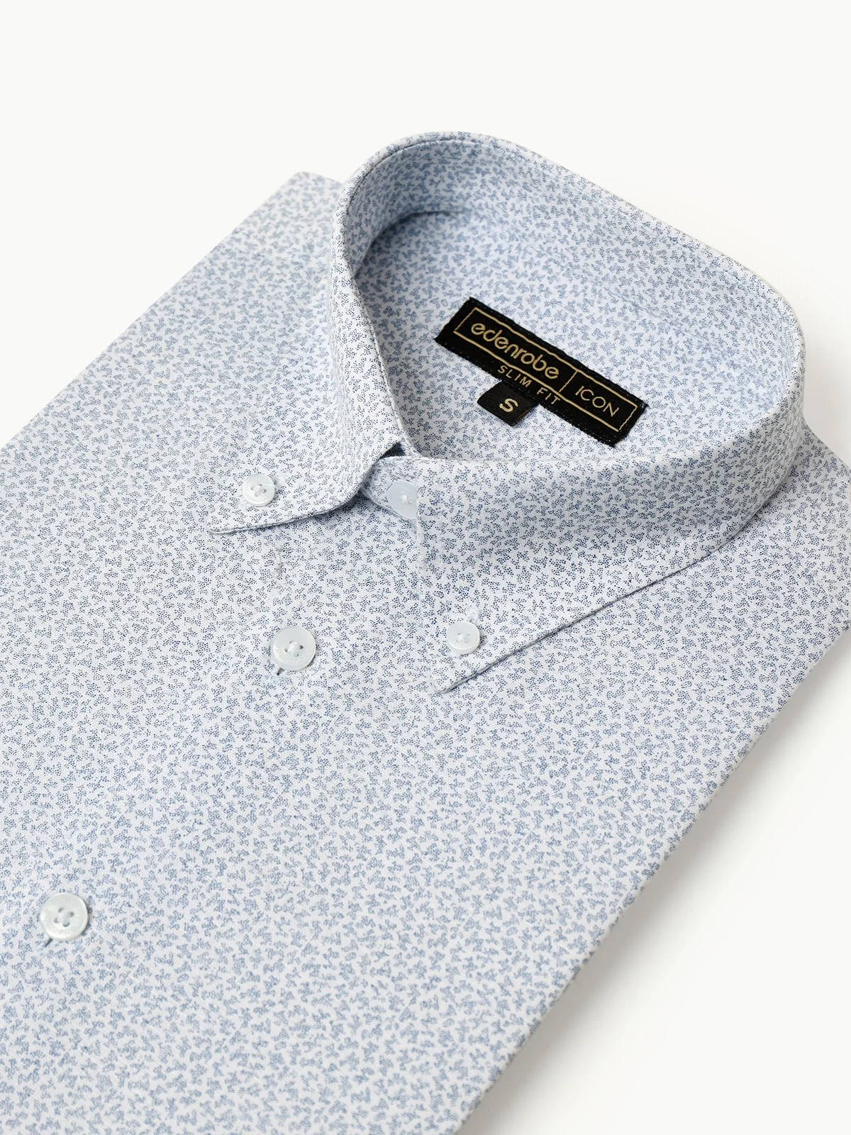 Men's Blue & White Textured Shirt - EMTSI22-50242 - Image 3