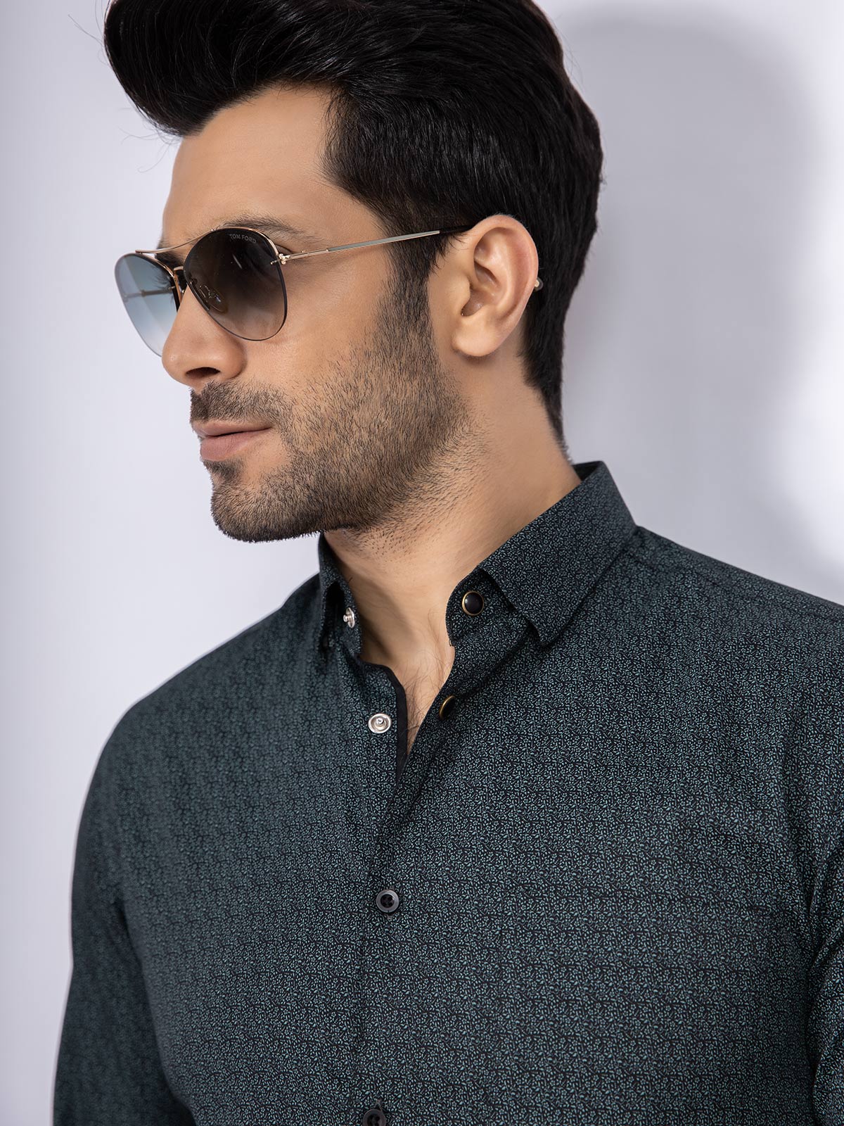 Men's Bottle Green Shirt - EMTSUC19-051 - Image 2