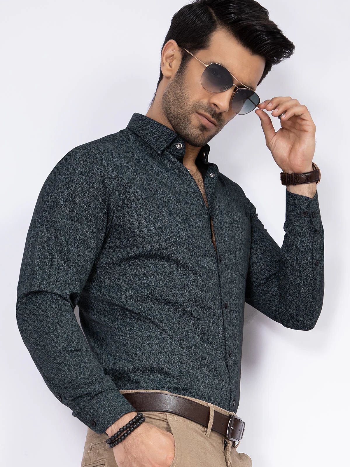 Men's Bottle Green Shirt - EMTSUC19-051 - Image 3