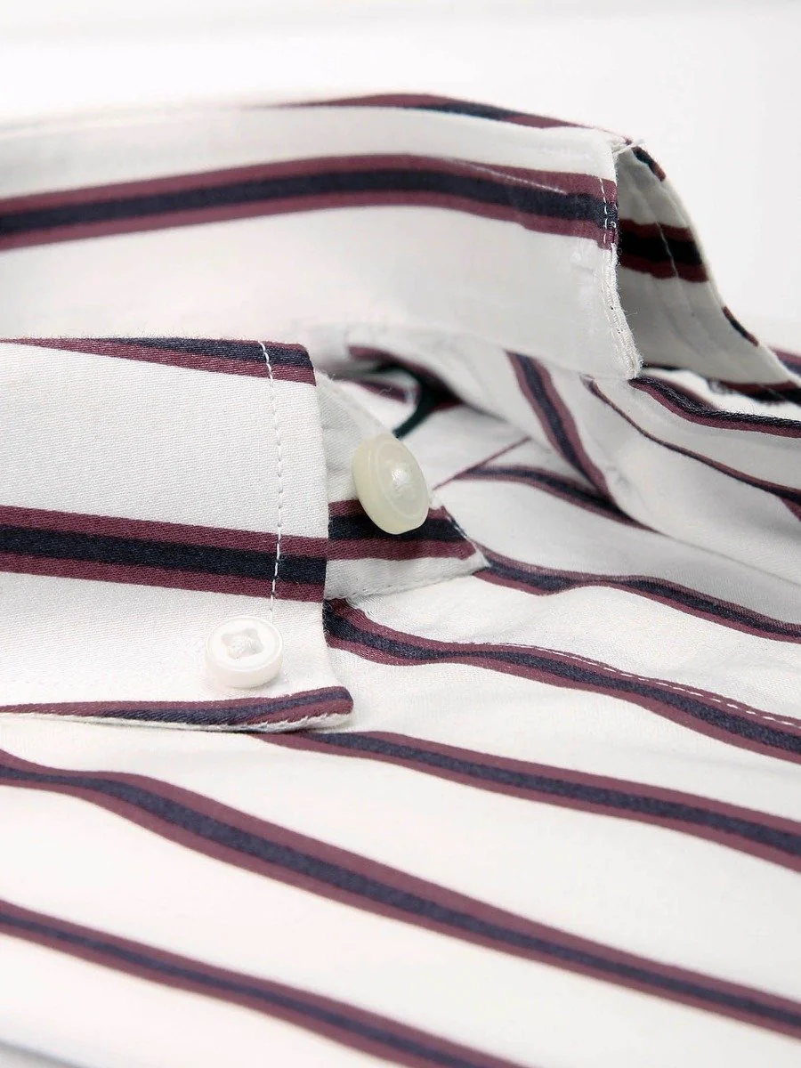 Men's White Burgundy Shirt - EMTSUC20-083 - Image 2