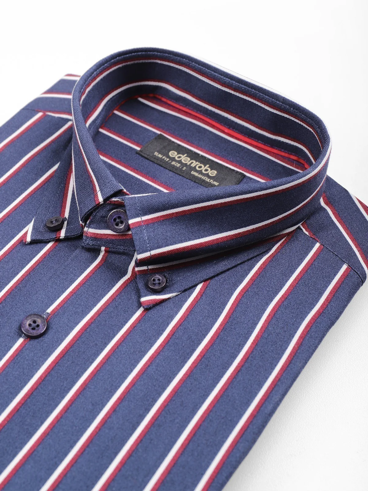 Men's Dark Navy Striped Shirt - EMTSUC21-128 - Image 2