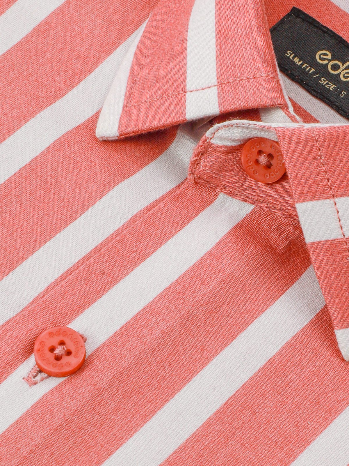 Men's Dark Peach Striped Shirt - EMTSUC21-133 - Image 3
