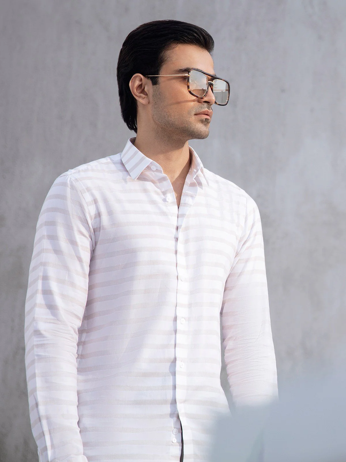 Men's Vertical Striped White Shirt - EMTSUC21-134 - Image 4