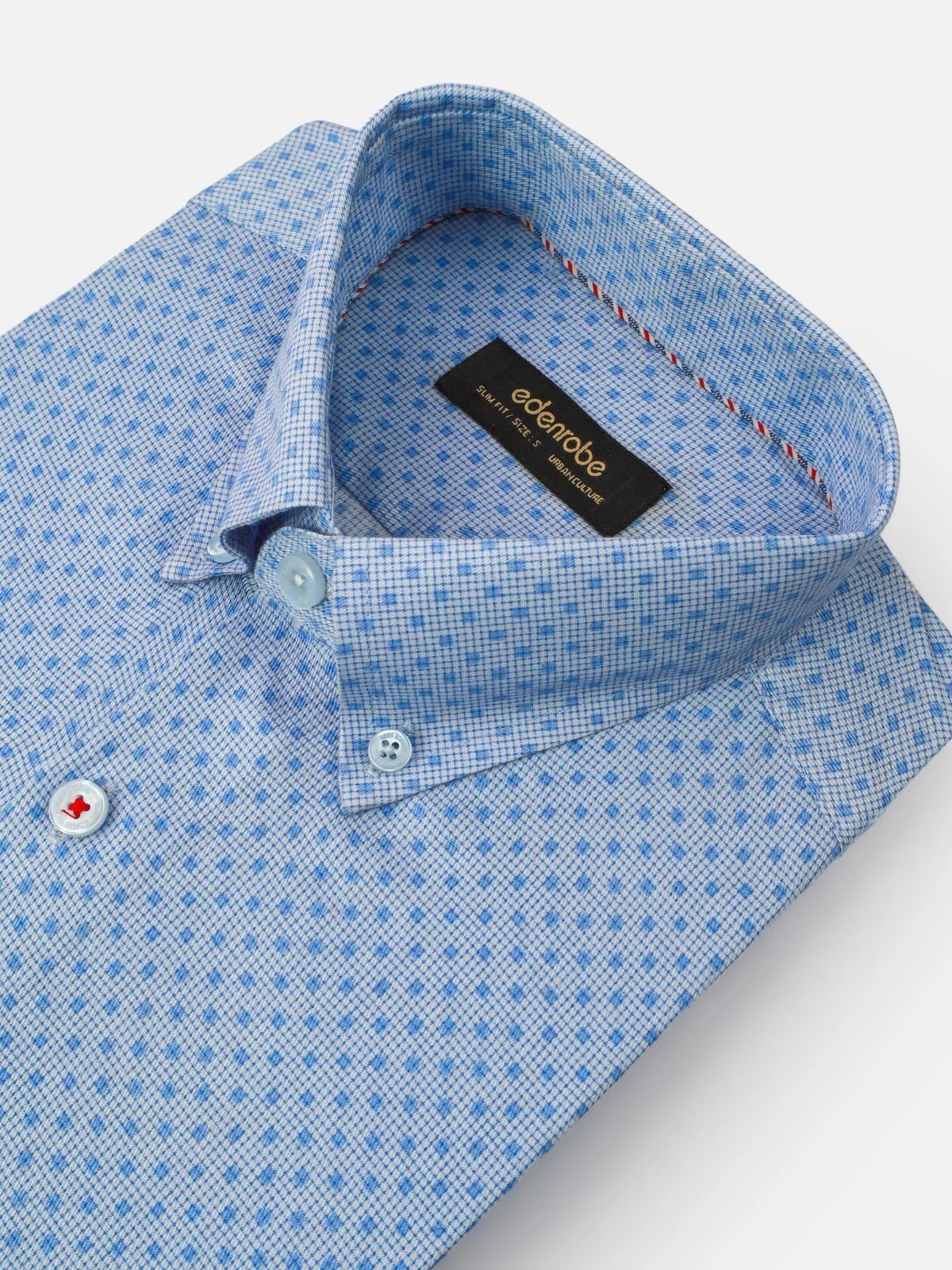 Men's Light Blue Dotted Textured Shirt - EMTSUC21-136 - Image 2
