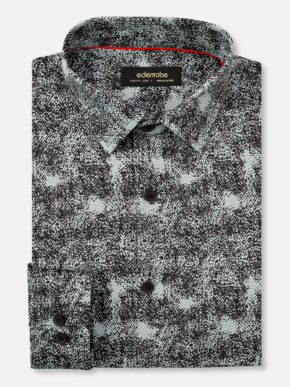 Men's Black & Grey Textured Shirt - EMTSUC21-139