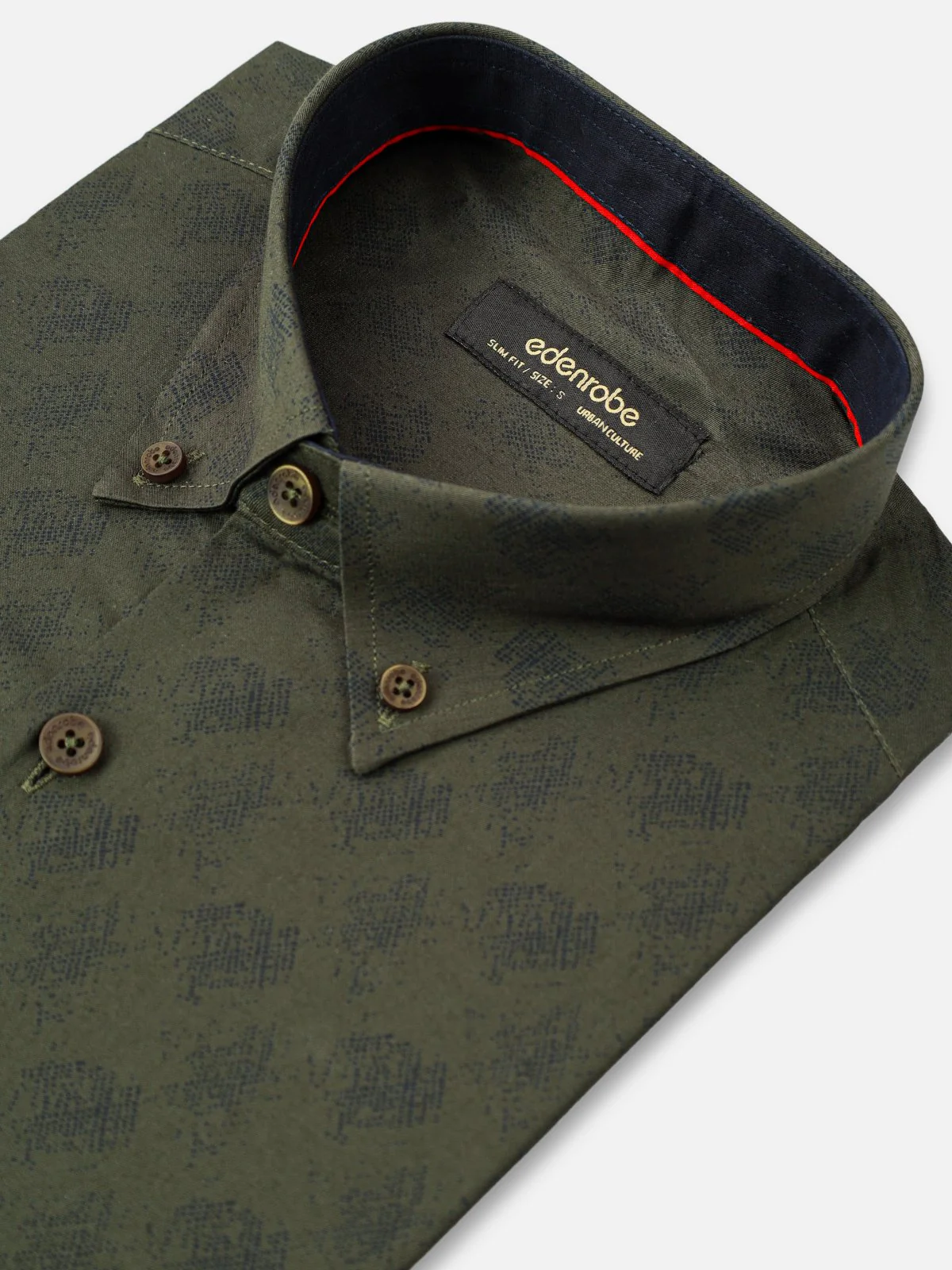 Men's Dark Green Textured Shirt - EMTSUC21-140 - Image 2