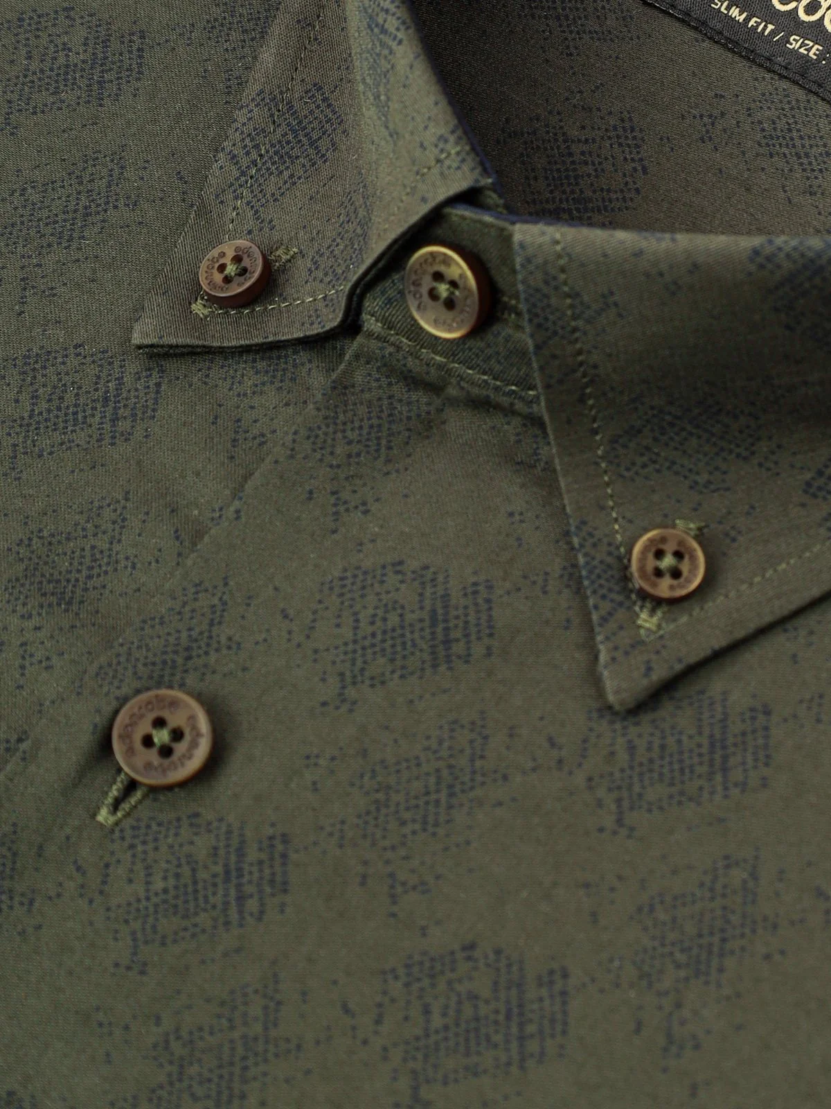 Men's Dark Green Textured Shirt - EMTSUC21-140 - Image 3