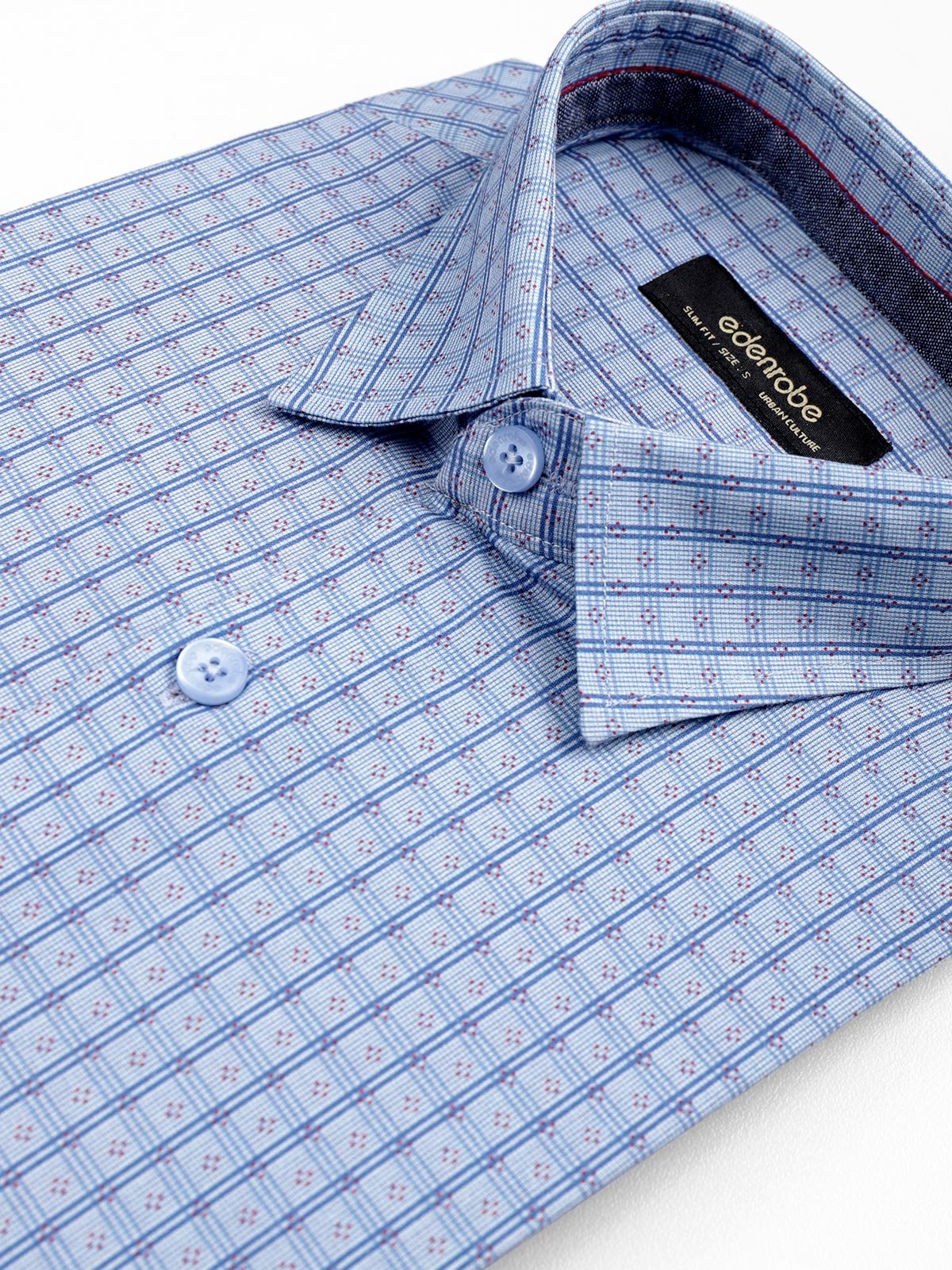 Men's Sky Blue Printed Shirt - EMTSUC21-142 - Image 2