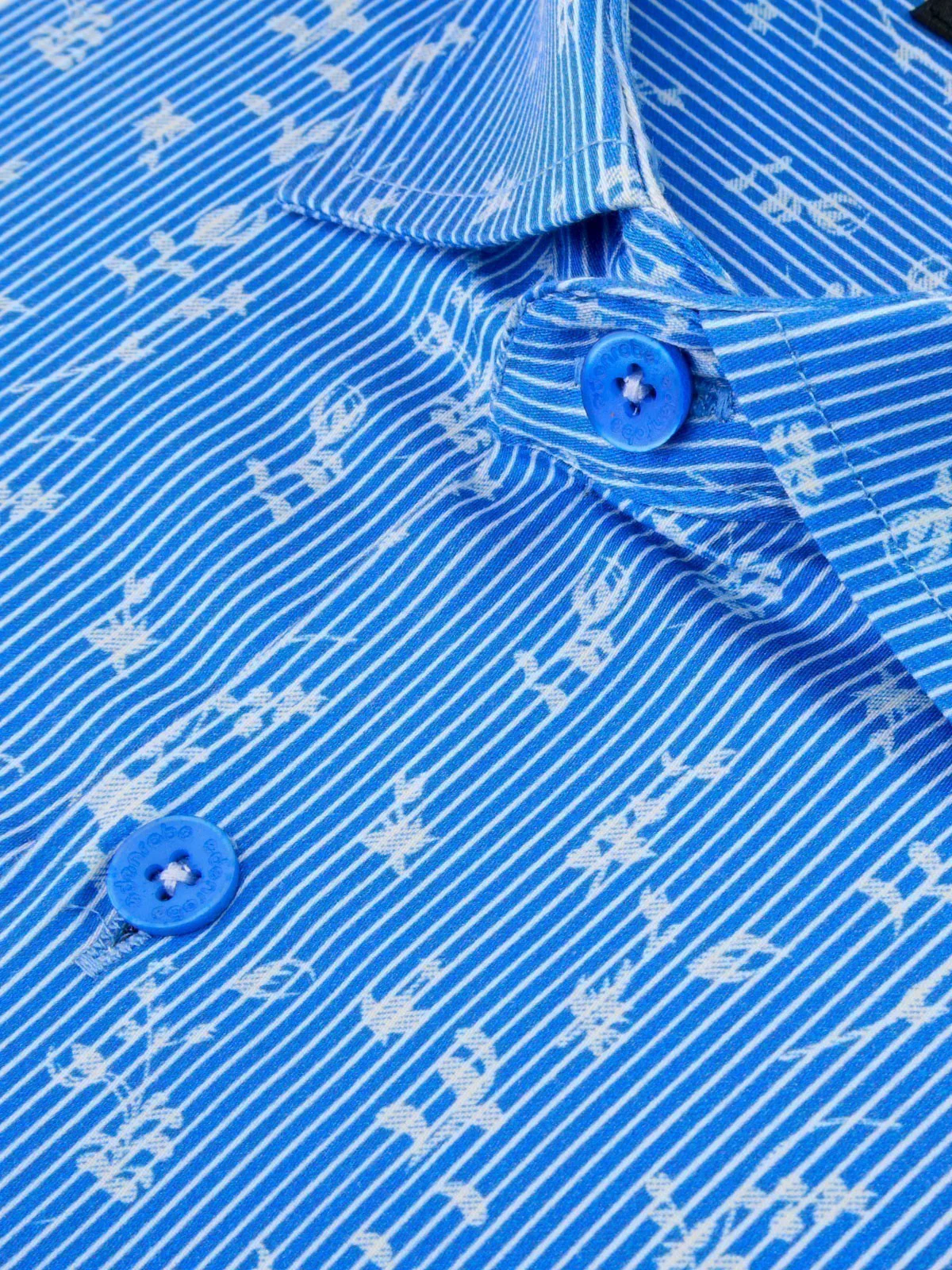 Men's Blue & White Floral Shirt - EMTSUC21-149 - Image 3