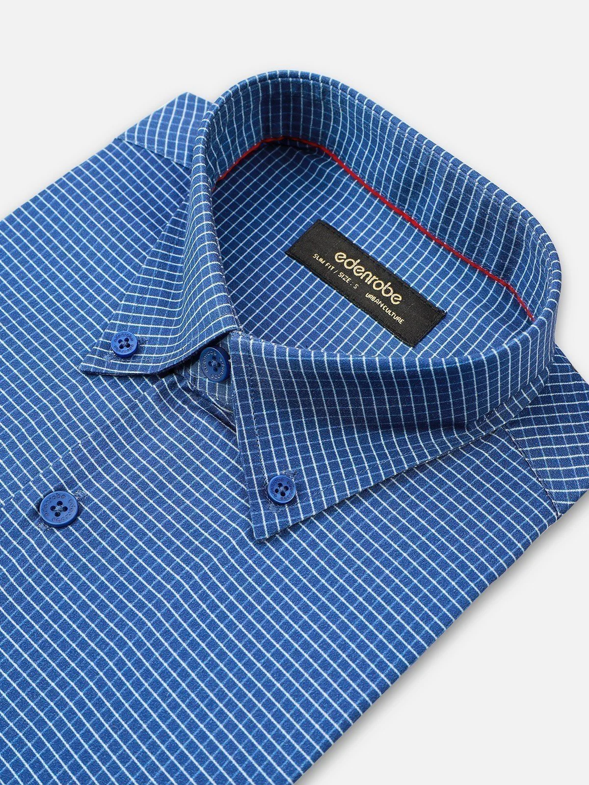 Men's Blue Checkered Shirt - EMTSUC21-154 - Image 2