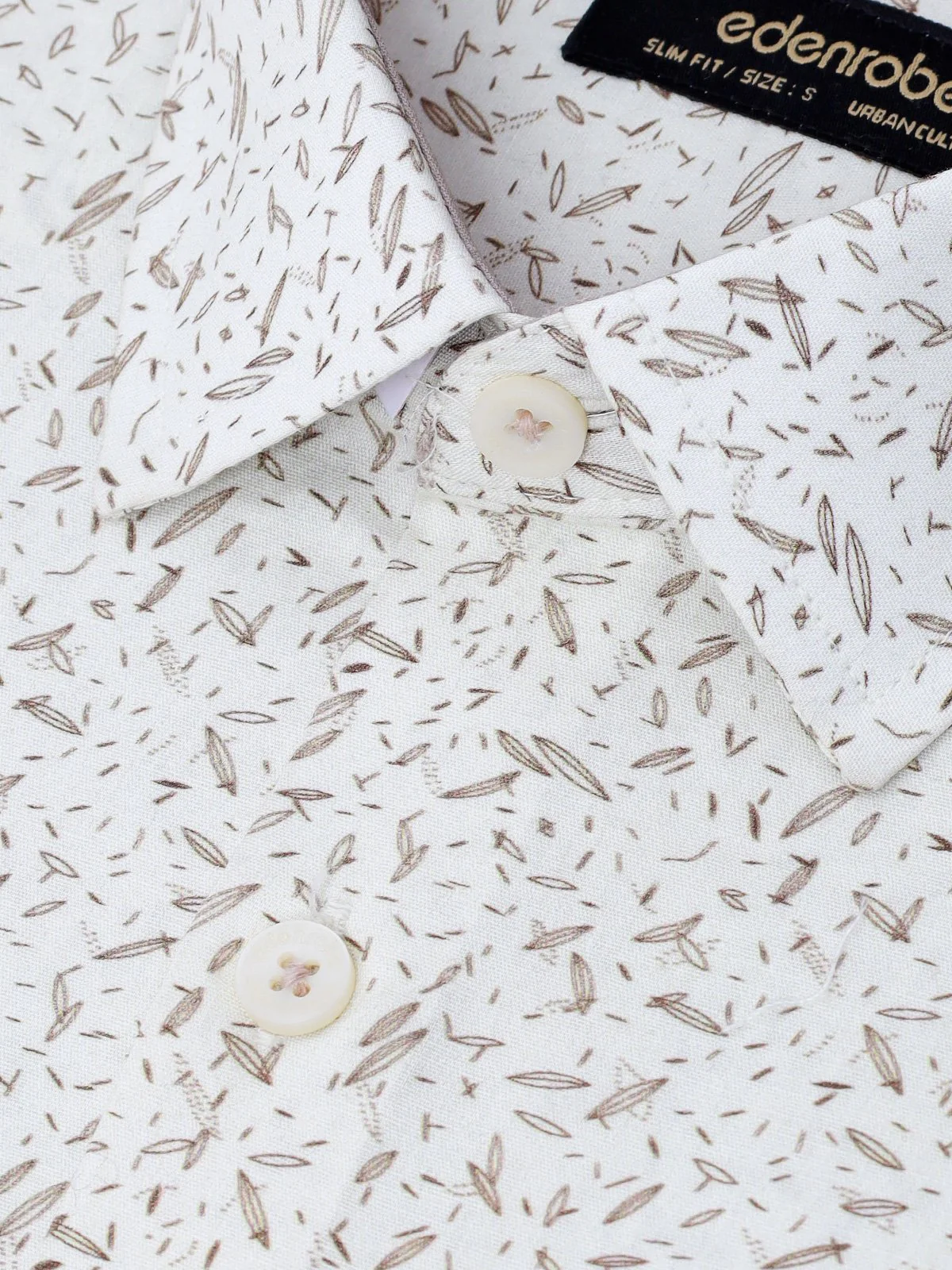 Men's Off White Textured Shirt - EMTSUC21-156 - Image 3