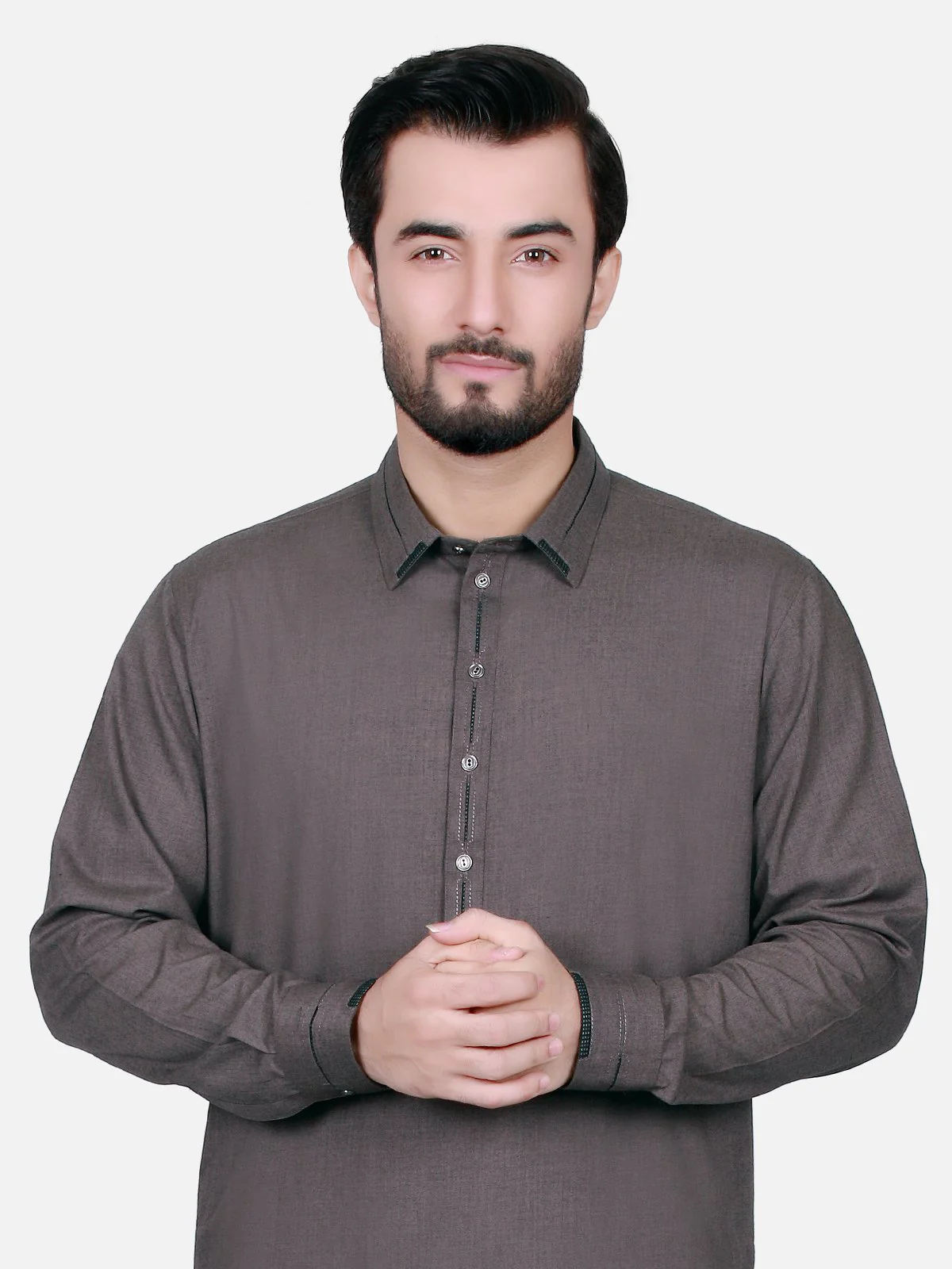 Men's Light Brown Shalwar Kameez - EMTSW17W-9537 - Image 2