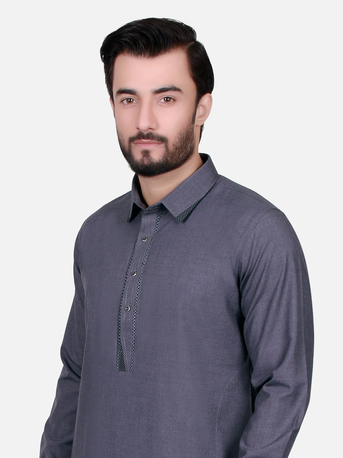 Men's Grey Shalwar Kameez - EMTSW17W-9539 - Image 2