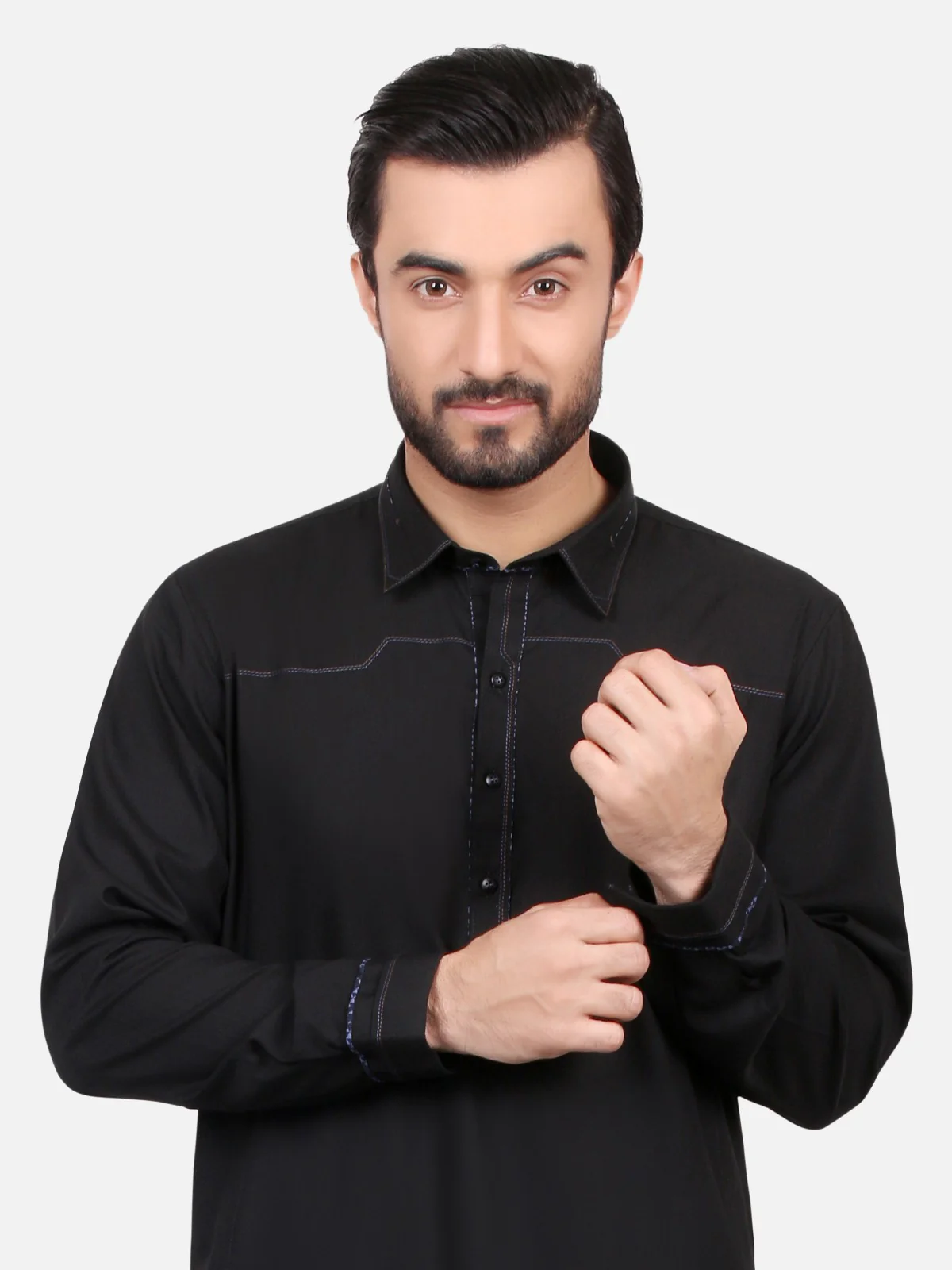 Men's Black Shalwar Kameez - EMTSW18S-9521 - Image 2