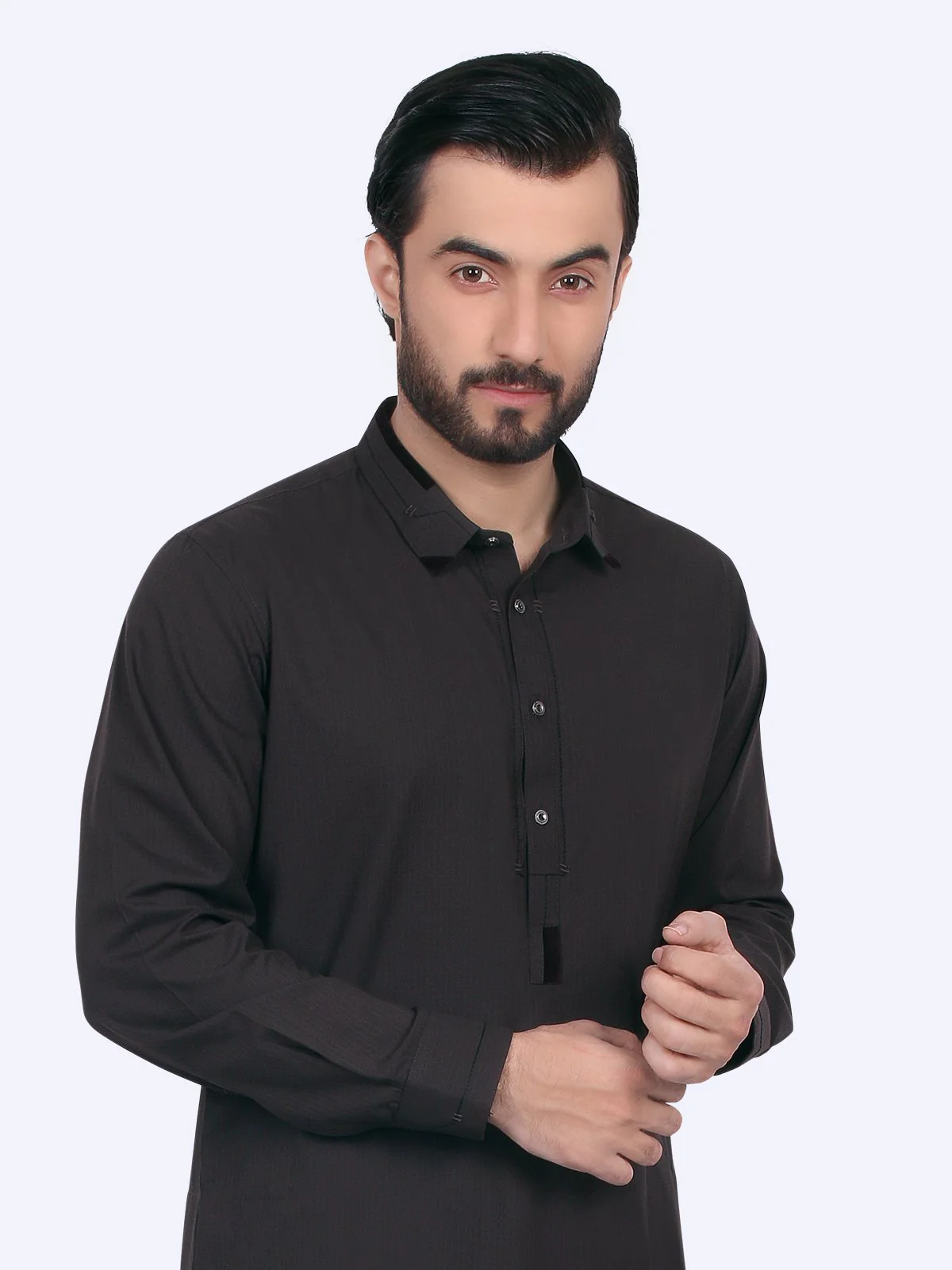 Men's Dark Brown Shalwar Kameez - EMTSW18S-9563 - Image 2