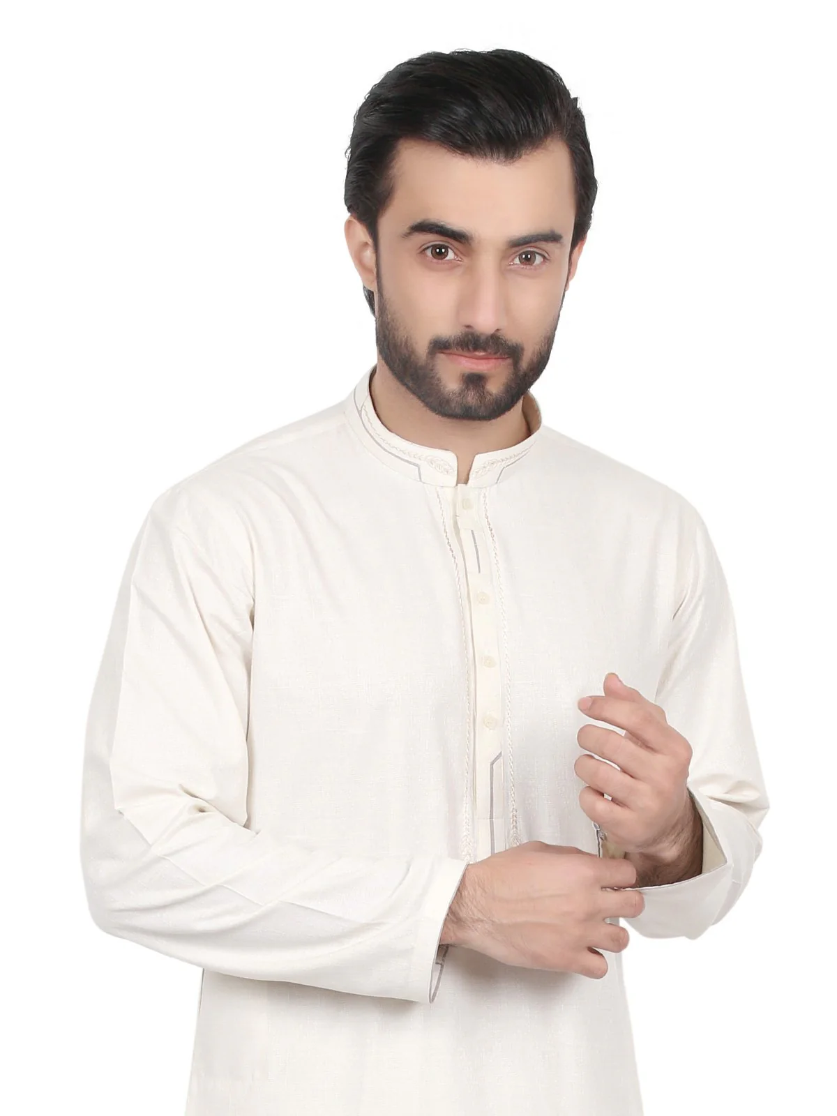 Men's Beige Shalwar Kameez - EMTSW18S-9575 - Image 2