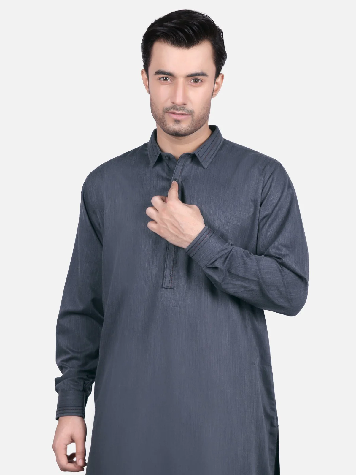 Men's Charcoal Shalwar Kameez - EMTSW18W-9683 - Image 2