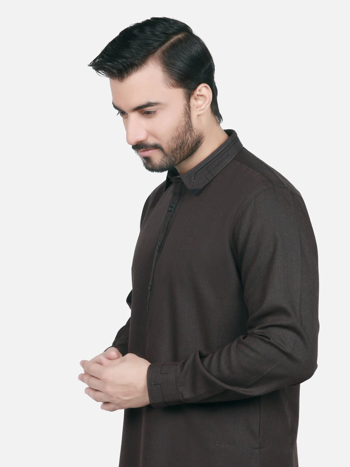 Men's Dark Brown Shalwar Kameez - EMTSW18W-9697 - Image 2