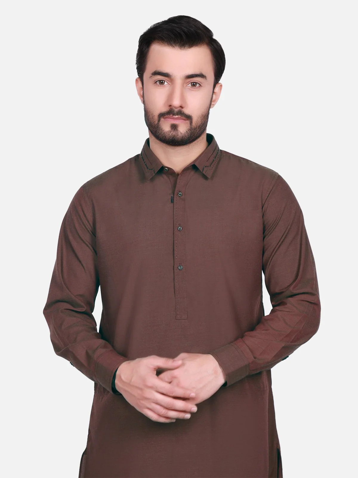 Men's Brown Shalwar Kameez - EMTSW18W-9698 - Image 2