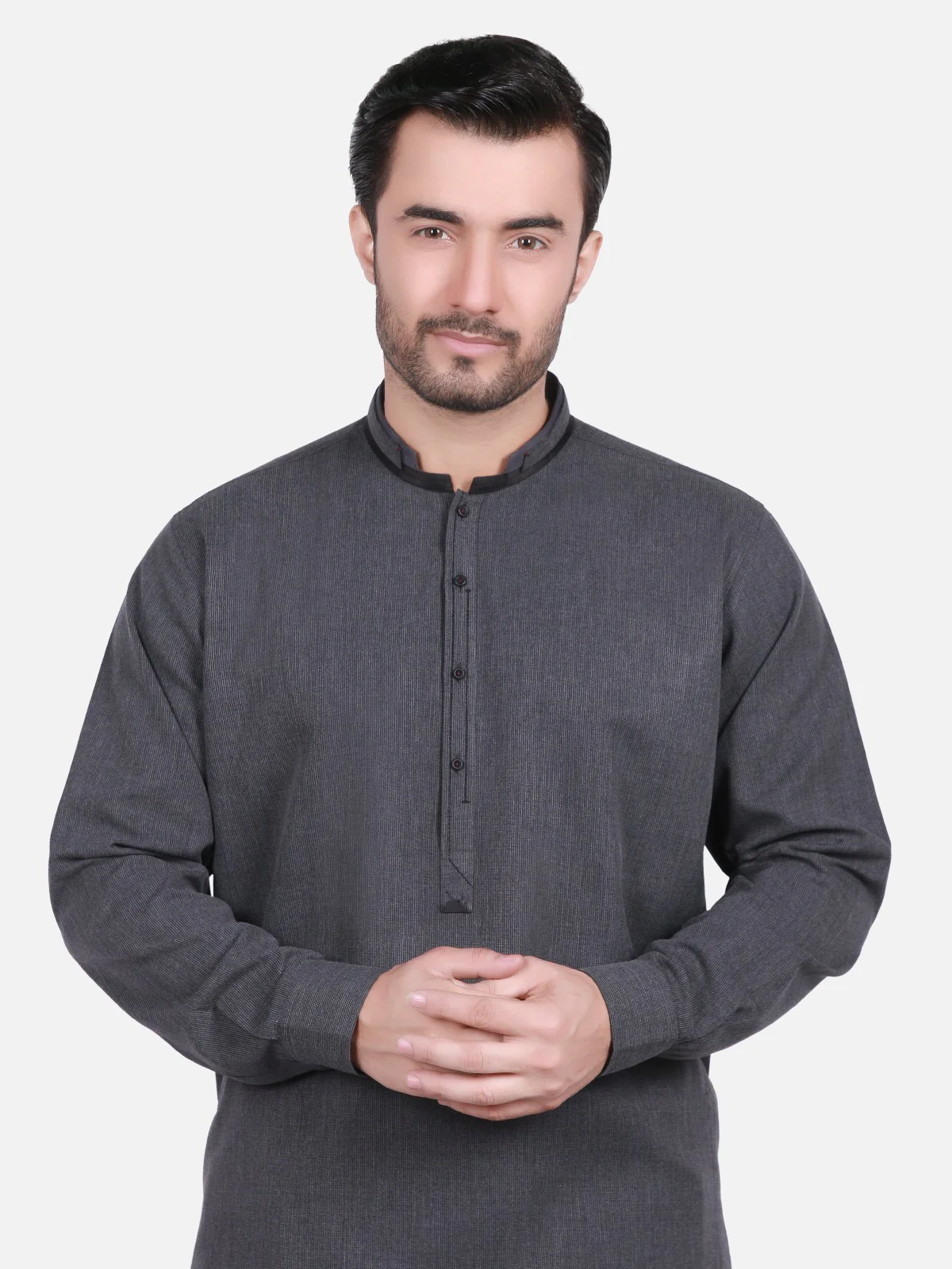 Men's Charcoal Grey Shalwar Kameez - EMTSW18W-9703 - Image 2