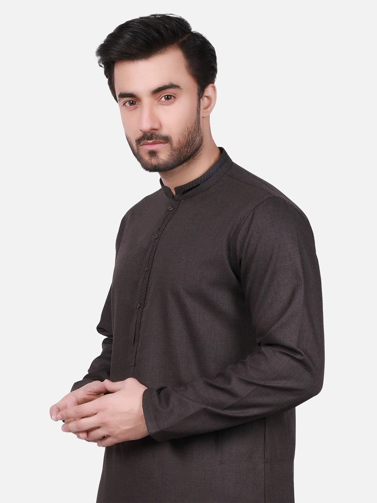 Men's Dark Brown Shalwar Kameez - EMTSW18W-9713 - Image 2