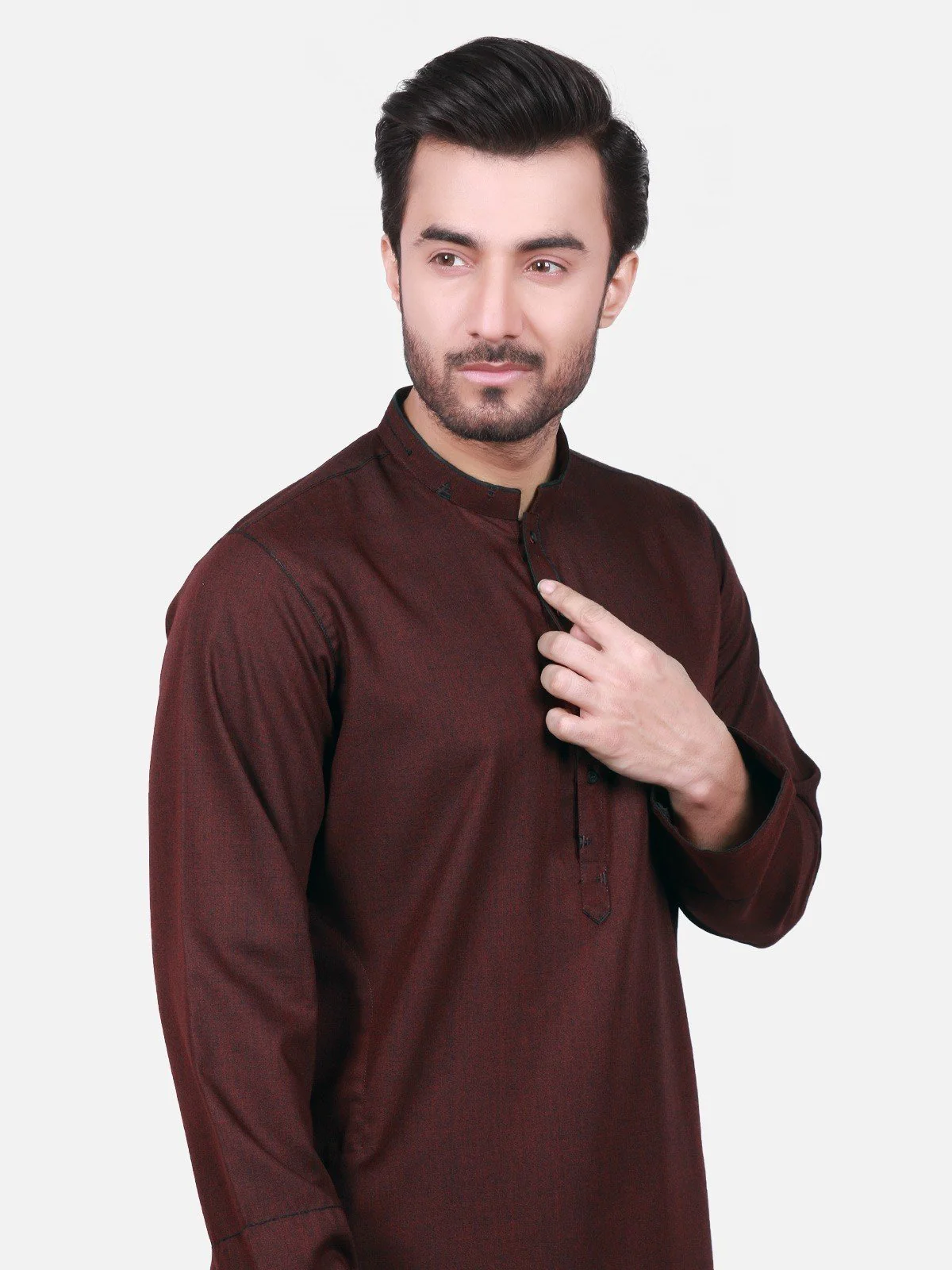 Men's Maroon Shalwar Kameez - EMTSW18W-9715 - Image 2